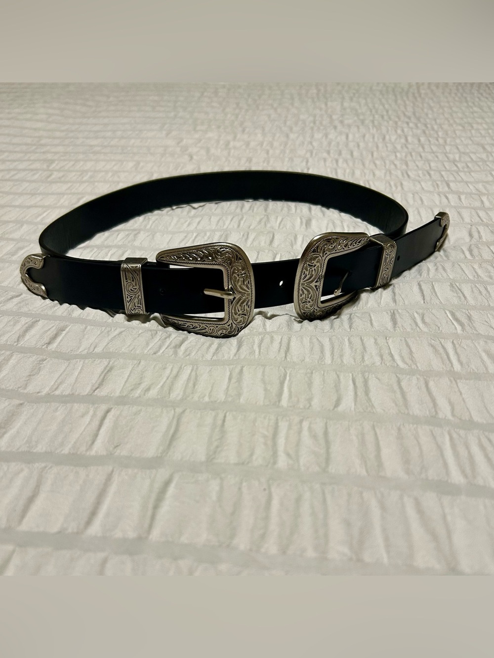Women’s Black Double Buckle Western Belt